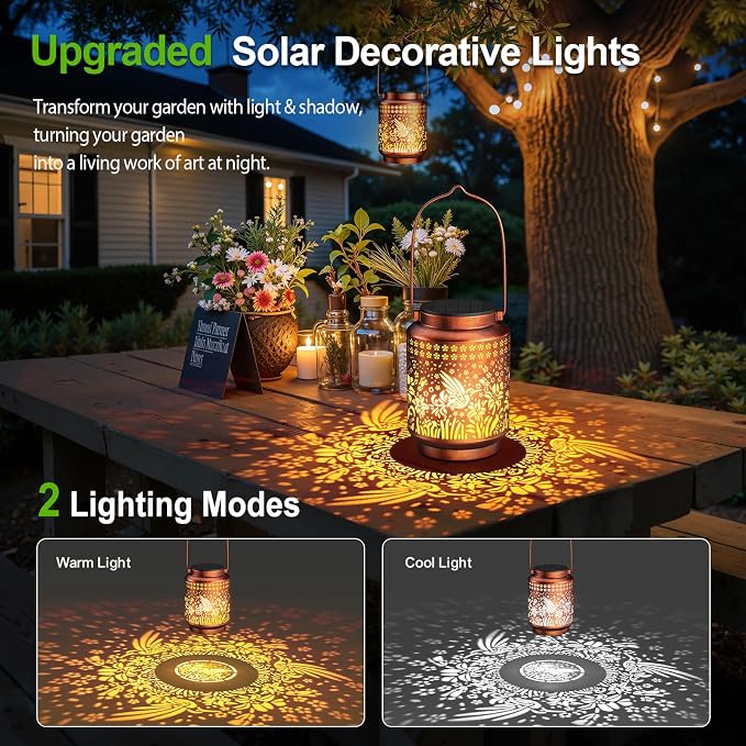 KOOPER 2 Pack Solar Lanterns Outdoor Waterproof Birthday Gifts - Image 3
