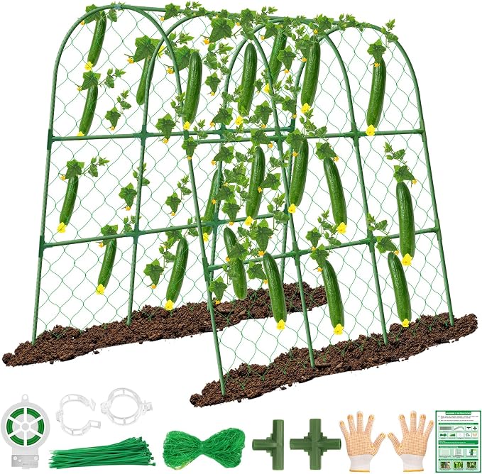 Cucumber Trellis for Raised Bed, 48x48 inch U-Shape Metal Garden Trellis for by REVICOAR