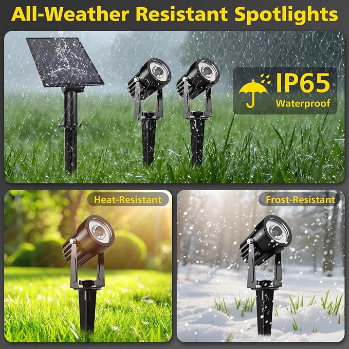 T-SUN Green Solar Spotlights, 2-in-1 Outdoor Waterproof Solar Landscape - Image 7