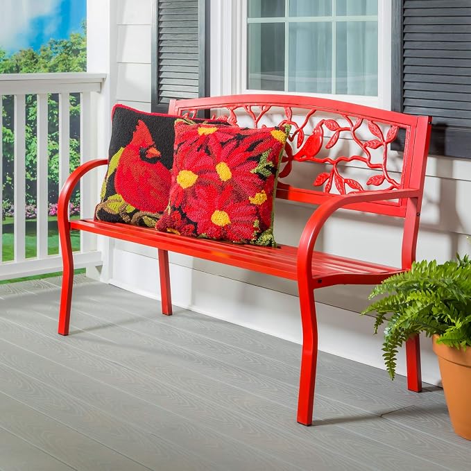 Evergreen Weatherproof Cardinal Outdoor Bench | Holds Up to 300 lbs | Furniture - Image 5