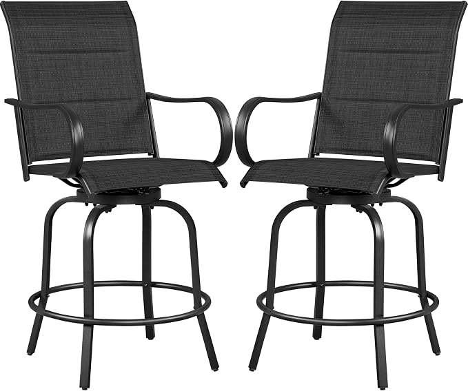 Yaheetech 2 Piece Patio Swivel Bar Stools Texteline Bistro Chairs by Yaheetech