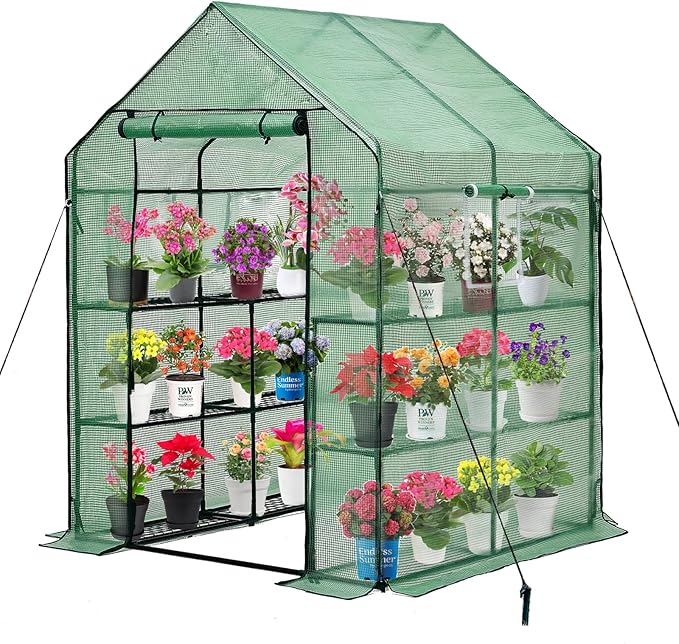 Walk-in Greenhouse for Outdoors, Thickened PE Cover & Heavy Duty Powder-Coated by Purlyugreenhouse