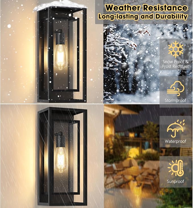 16.5'' Large Outdoor Wall Lights, 1 Pack Matte Black Exterior Waterproof - Image 4