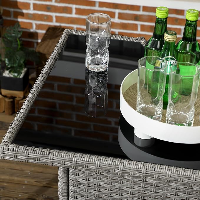 Outsunny 5 Piece Wicker Outdoor Bar Set, High Top Outdoor Table and Chairs - Image 9