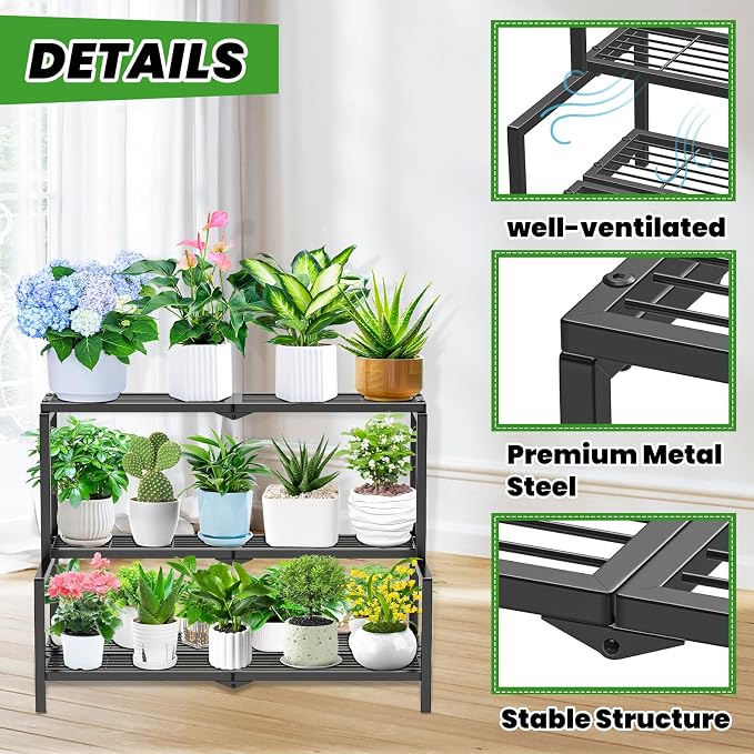 3 Tier Stair Style Metal Plant Stand - Image 3