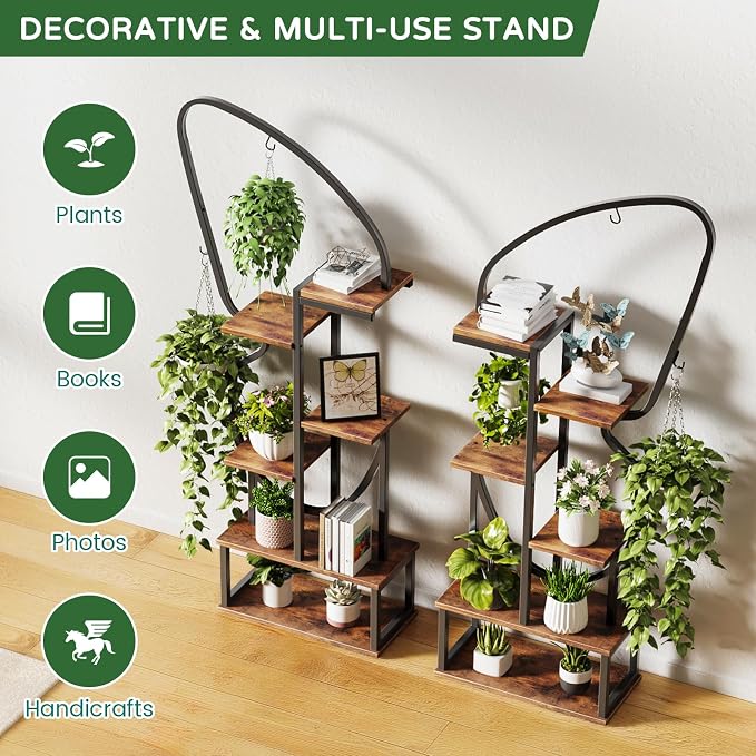 6 Tier Plant Stand Indoor Butterfly-Shaped, Tall Metal Plant Stand - Image 5