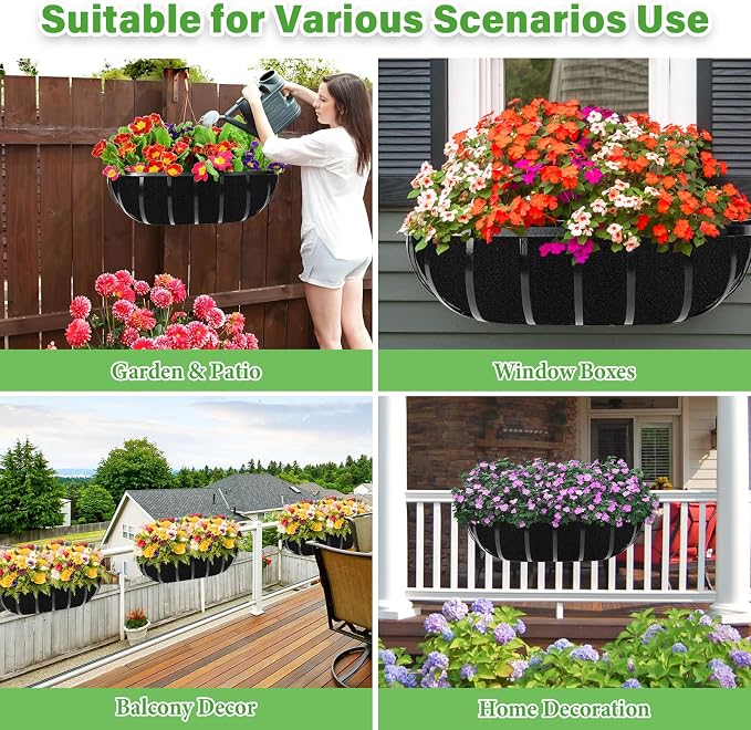 Riare 6 Pack 30 Inch Black Felt Window Box Liners- Fabric Trough Planter Basket - Image 7