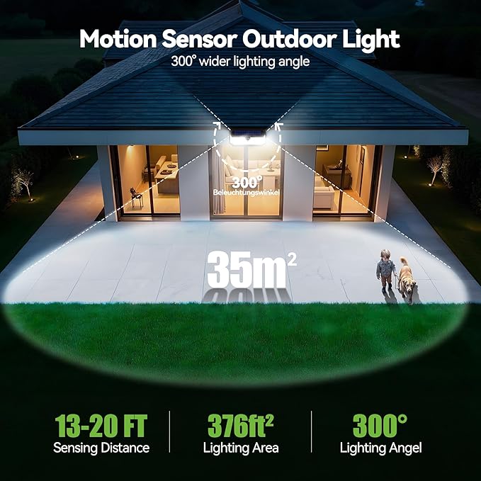 TECKNET 461 LED Solar Powered Outdoor Lights, 270° Angle & 3 Lighting Modes - Image 4