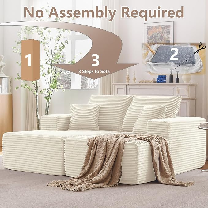 ODUWA Oversized Double Chaise Lounges Indoor, Upholstered Boneless Cloud - Image 6
