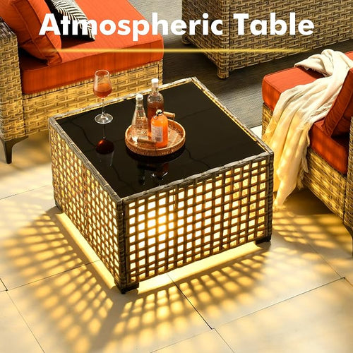11-Piece Outdoor Sectional Sofa Set w/ 54" Fire Pit – L-Shaped Wicker Patio - Image 2