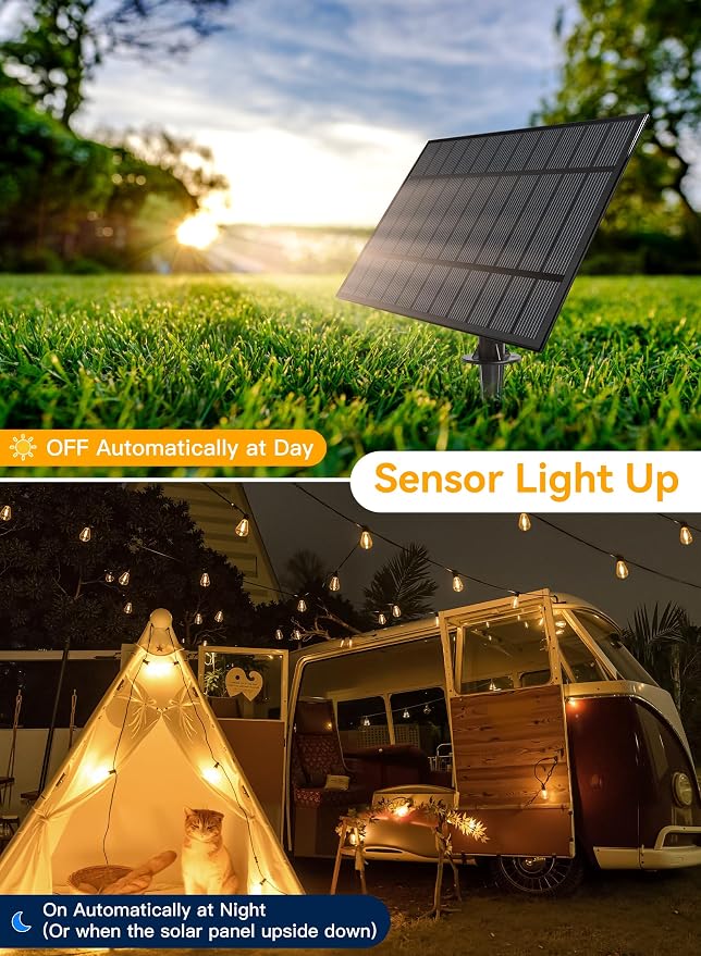 Ollny 50+2 LEDs ST38 Solar String Lights, 100 FT USB & Solar Dual Charging - Image 4
