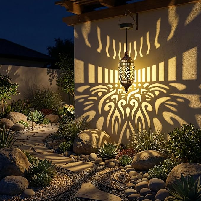 Twinkya 2Pack Hanging Solar Lights Outdoor Garden Decor, Waterproof Metal - Image 4