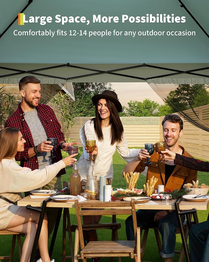 Canopy Tent 13x13 ft, Pop Up Gazebo One-Push Setup - Image 5