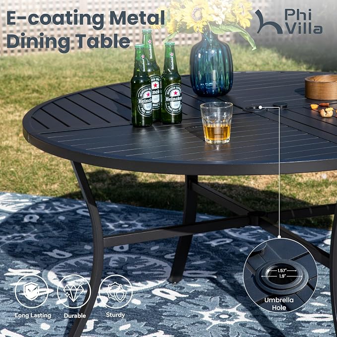 PHI VILLA 7 Piece Outdoor Patio Dining Set - Image 6
