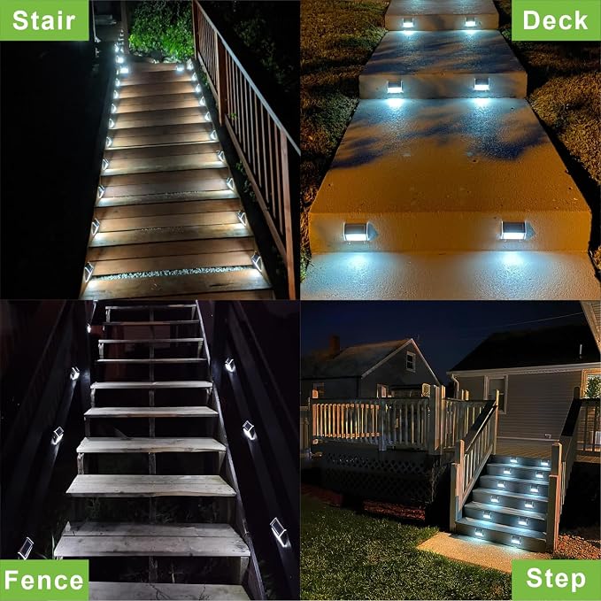XLUX Solar Powered Lights for Deck Steps Stairs Fences Pathway Path, LED lamp - Image 8