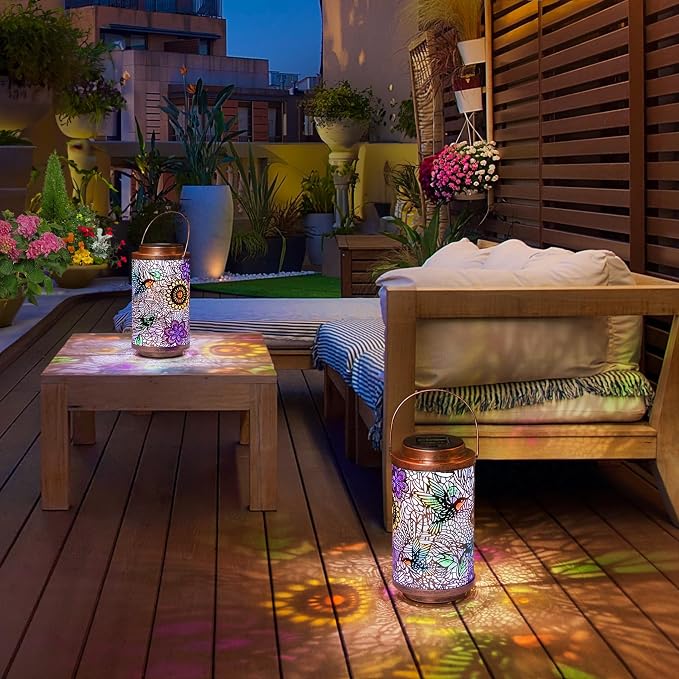 2Pack Solar Lanterns Outdoor Waterproof Hummingbird Garden Gifts - Image 6