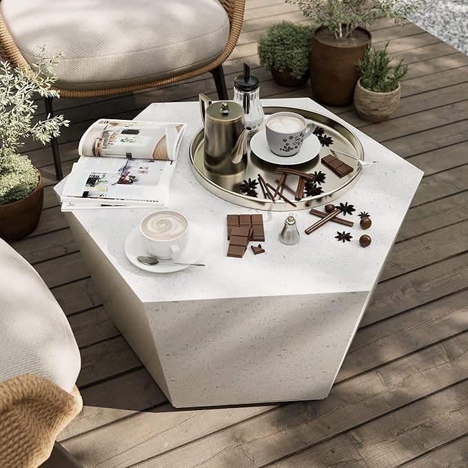 UPHA Outdoor Hexagon Coffee Table, Small Modern Minimalist Accent Tables by UPHA