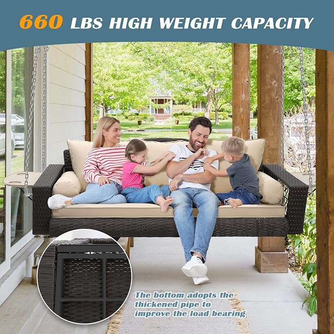 Outdoor Wicker Patio Porch Swing - Image 5
