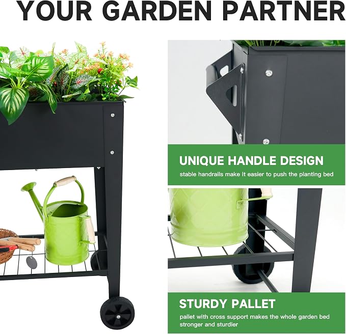 Raised Garden Bed with Legs and Wheels Removable - Image 5