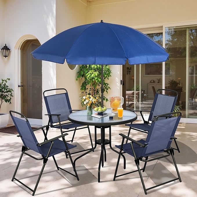 Vongrasig 6 Pieces Folding Patio Dining Set, All Weather Small Metal Outdoor by Vongrasig