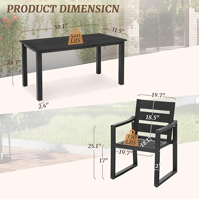 Patio Table and Chairs Set, HDPS Outdoor Dining Set - Image 4