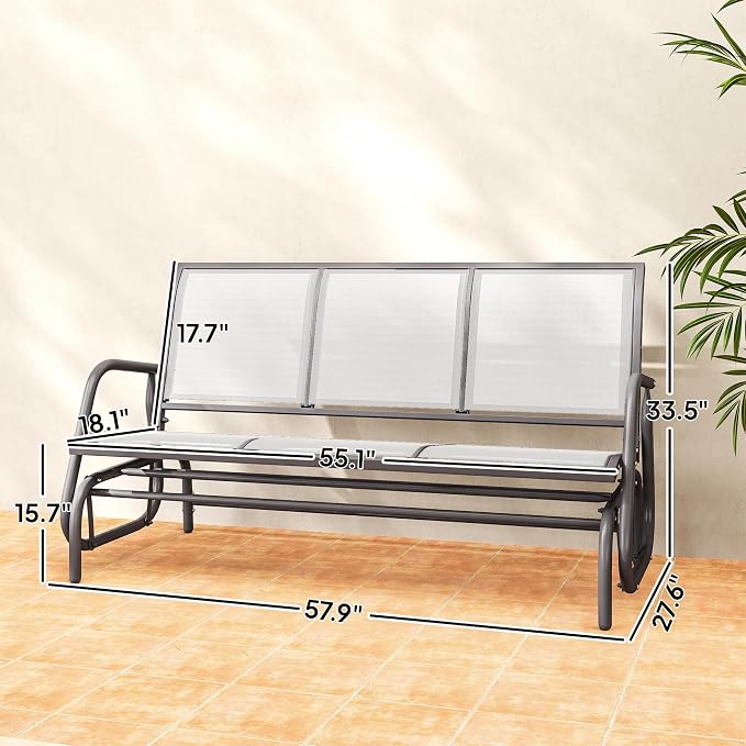 Outsunny 3-Person Patio Glider Bench, Outdoor Porch Glider Swing - Image 3
