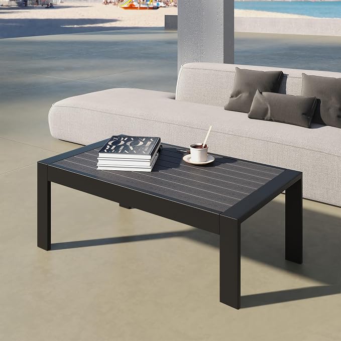 All-Weather Aluminum Outdoor Coffee Table, Modern Coffee Table - Image 9
