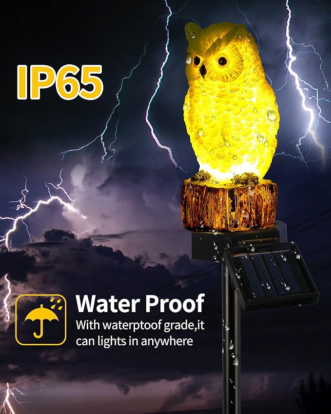 iStatue Owl Solar Decorative Garden Stake Lighting, Waterproof Cute Animal - Image 3