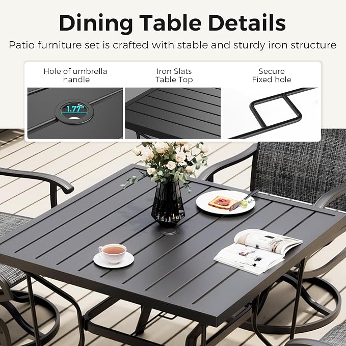 Pamapic 5-Piece Outdoor Dining Set, Patio Dining Set - Image 4