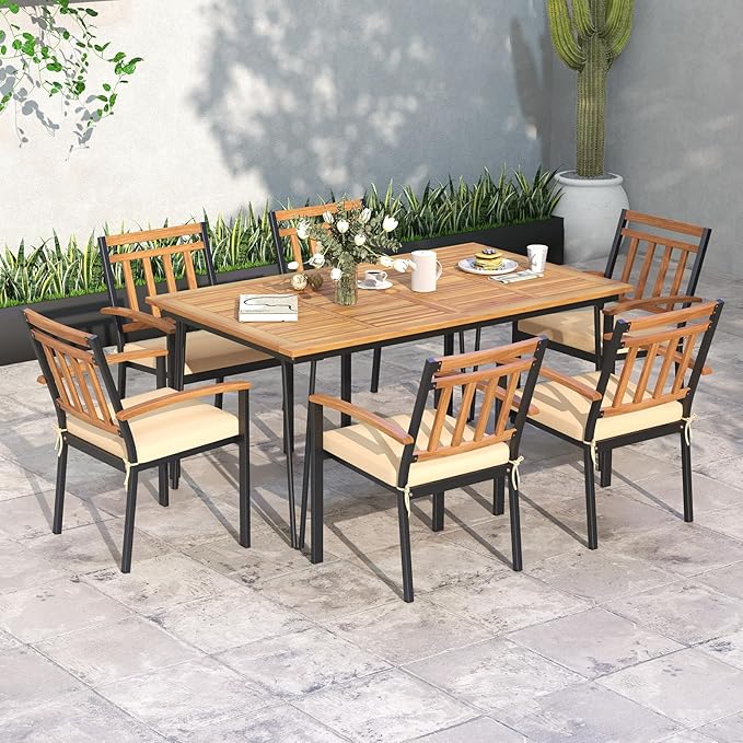 Tangkula 63" Large Patio Dining Table - Image 2