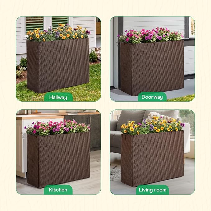 IDZO All Weather Wicker Planter Raised Garden Bed, 24 in Tall Round Rattan - Image 6