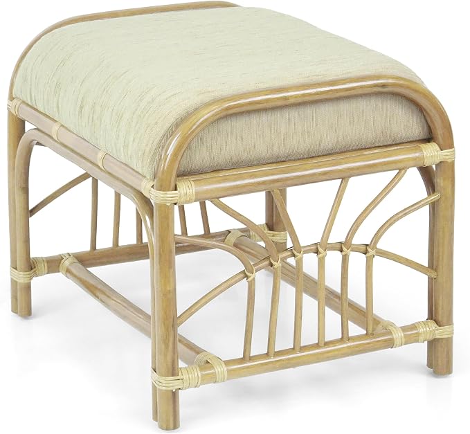 Krit Handmade Rattan Wicker Ottoman Footstool - Image 4