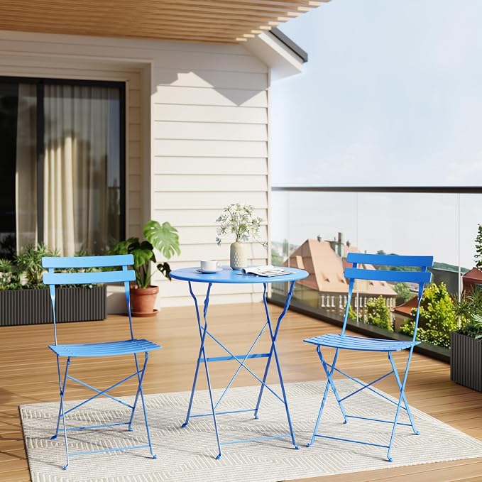 GarveeLife 3-Piece Folding Bistro Set, Foldable Patio Furniture Set - Image 2