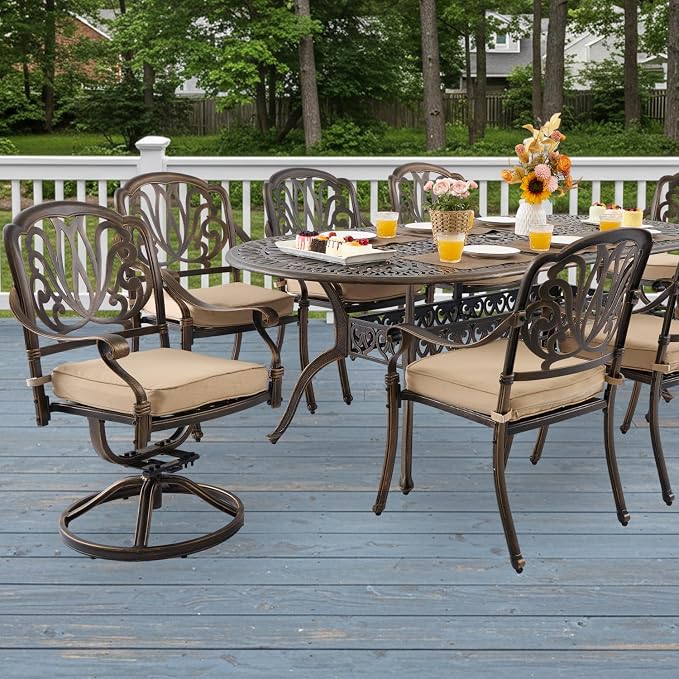 9-Piece Cast Aluminum Patio Furniture, Outdoor Dining Sets - Image 2