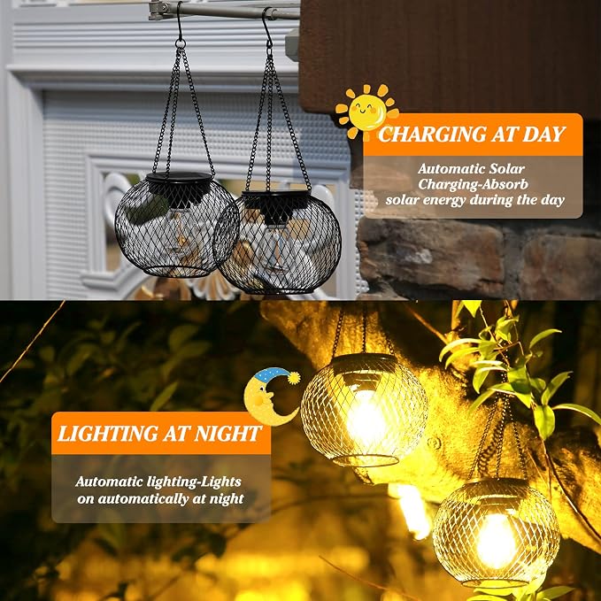 Solar Lantern Outdoor Waterproof, KagoLing Upgraded Hanging Solar Lights - Image 6