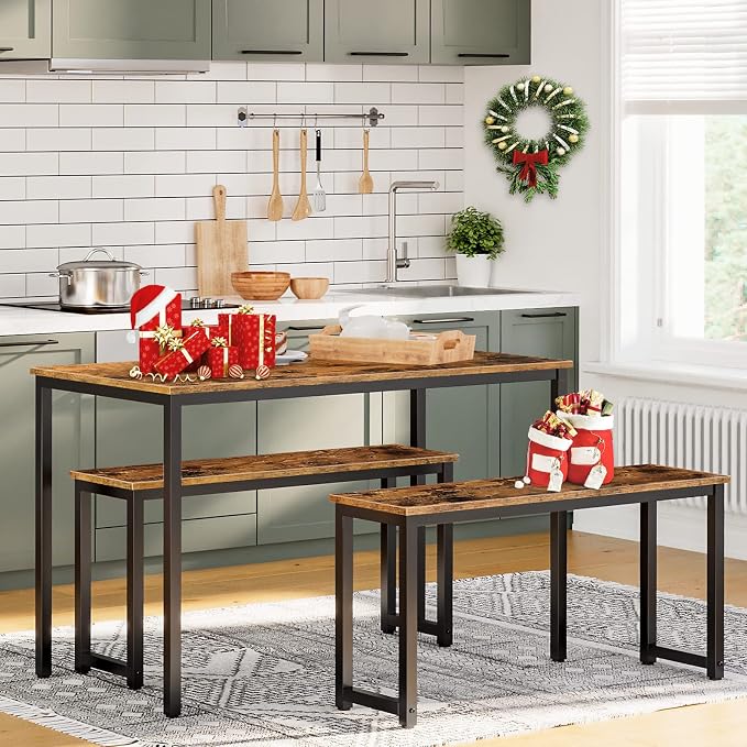 HOOBRO Dining Benches, Pair of 2 Industrial Style Indoor Benches, Durable Metal - Image 9