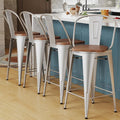 Alunaune 24" Swivel Metal Barstools Set of 4 High Back Counter Height Bar by HomeFurniture