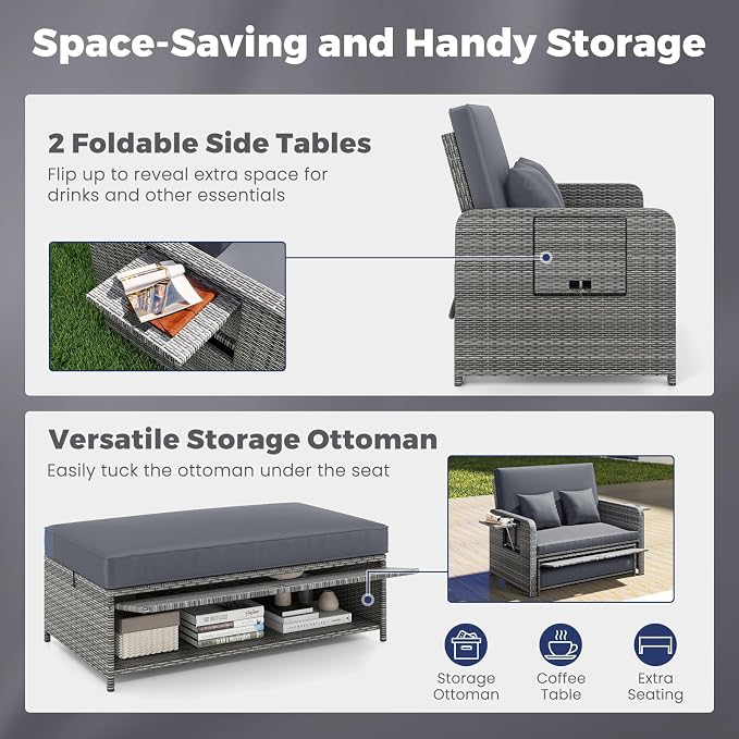 HAPPYGRILL Patio Rattan Wicker Daybed - Image 7