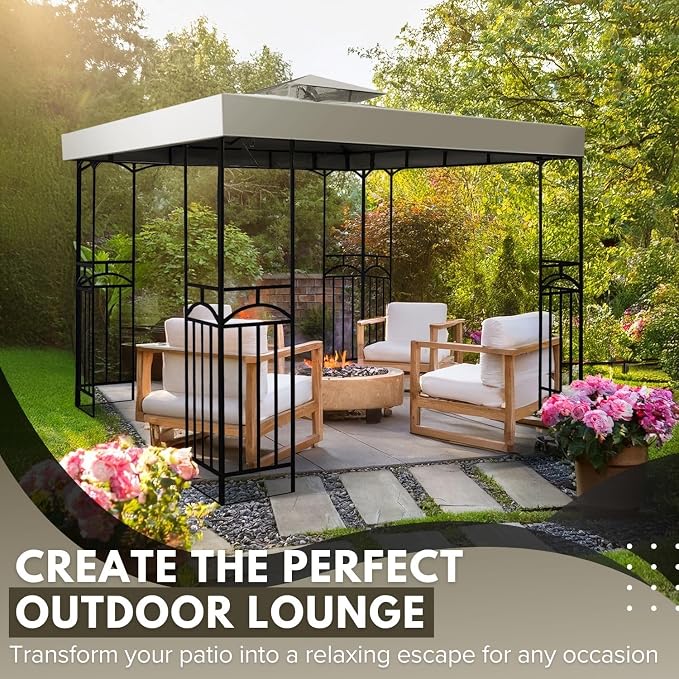 Flexzion Gazebo Cover Replacement Canopy Top 8x8 Ft - Image 2