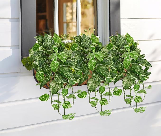 Hollyone Artificial Pothos Hanging Plants 25" Fake Ivy Vine Faux Ivy Pothos - Image 5