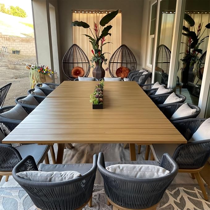 PURPLE LEAF 14 Pieces Patio Dining Set Wicker Outdoor Furniture Oversize - Image 2