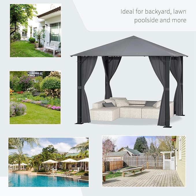Outsunny 10' x 10' Patio Gazebo, Outdoor Gazebo Canopy Shelter - Image 6