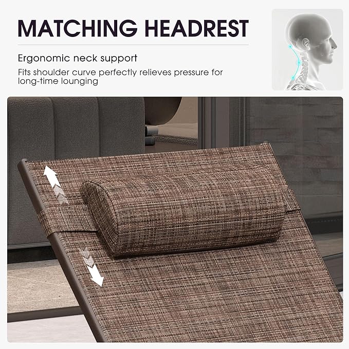 PURPLE LEAF Outdoor Chaise Lounge Chair Set of 3 Patio Pool Lounger Bronze - Image 4