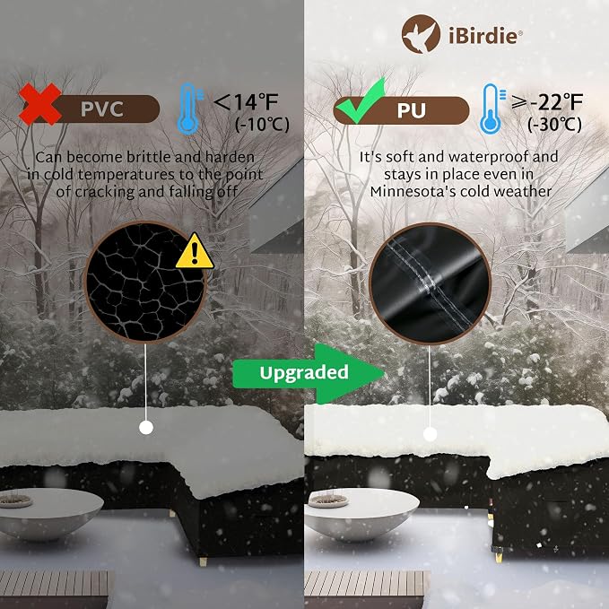 iBirdie Outdoor Sectional Cover fit 130" x 130", Waterproof Weatherproof 600D - Image 5