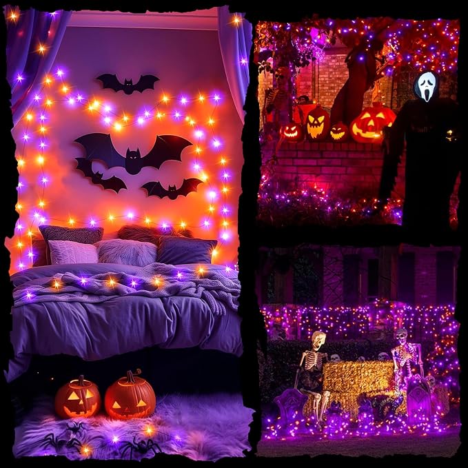 100LED Halloween String Lights 33 Ft Orange Purple Twinkle Light - Image 9