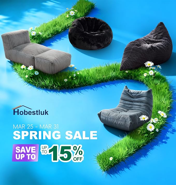 Hobestluk Big Bean Bag Lounger Chairs Large Beanbag Chair - Image 5