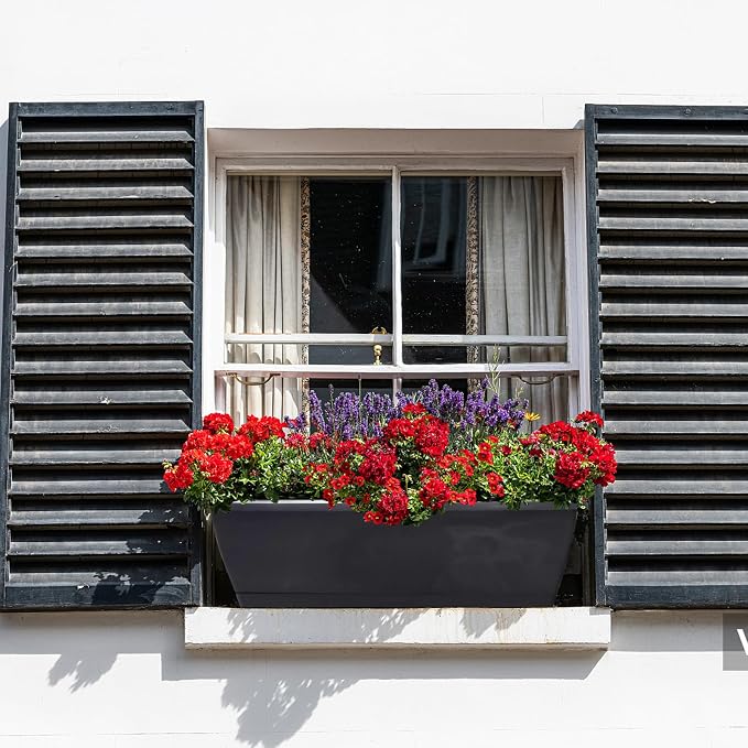QPEY Window Box Planter, 10 Pack 17 Inch Plastic Flower Box - Image 7