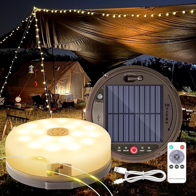 Camping String Light 4 in 1 Retractable 42ft Solar /USB Rechargeable 3600mAh - Image 2