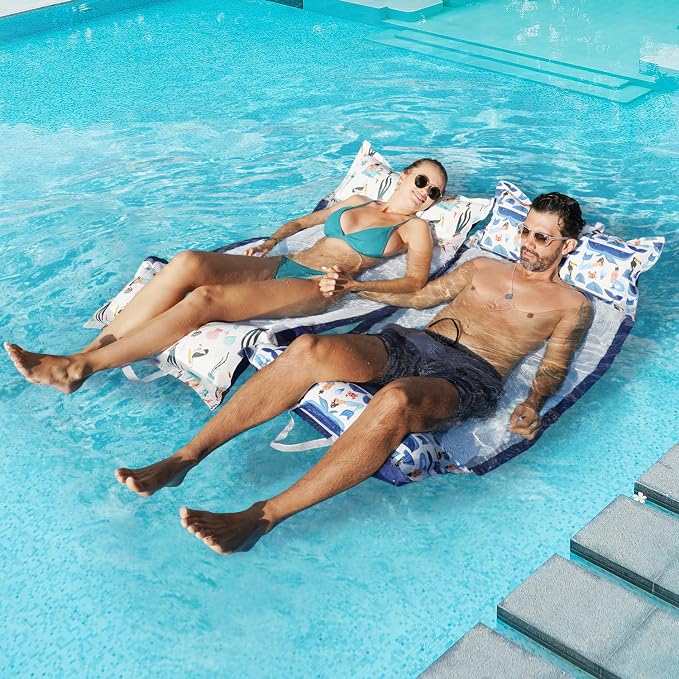 FindUWill 2-Pack Fabric Pool Floats, Inflatable Water Hammocks, XL Large Pool - Image 2