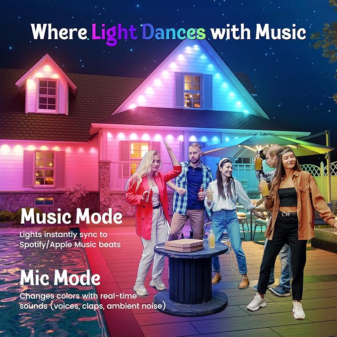Fitop Permanent Outdoor Lights, 150FT RGB Waterproof LED Lights - Image 6